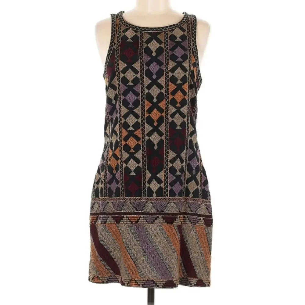 Boho Geo-Print Sleeveless Shift Dress - Multicolor - Picture 2 of 7